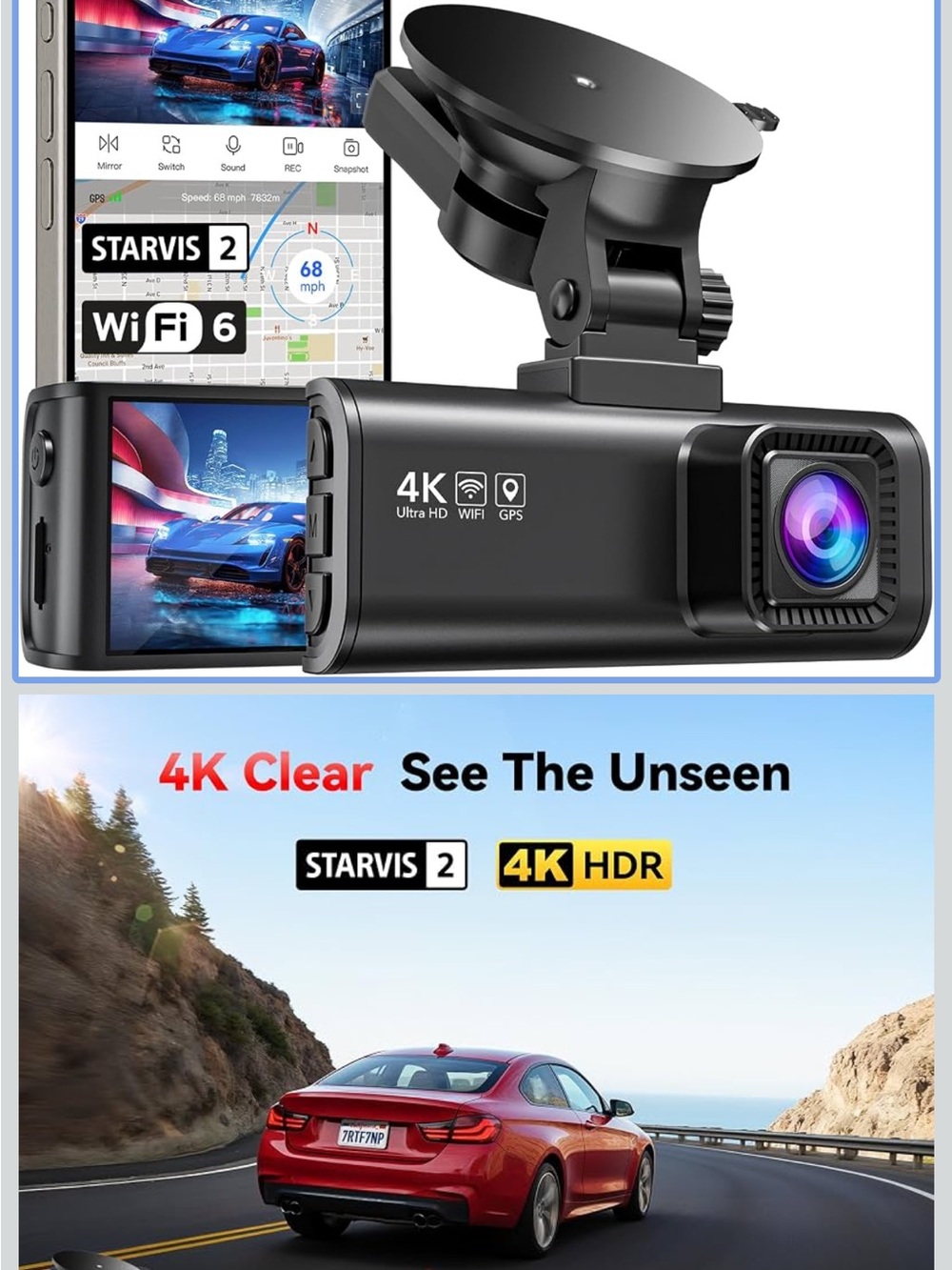 REDTIGER F7NP 4K Dash Cam Front Rear, STARVIS 2 Sensor, Free Card Included